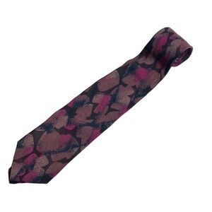 Stefano Milano Abstract Art 100% Silk Tie Handmade Italy Black Fushia Modern